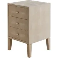 3-Drawer Bedside Table - Cream, Faux Shagreen