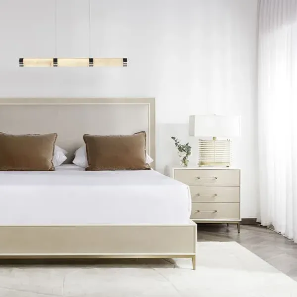 3-Drawer Nightstand - Ivory, Faux Shagreen