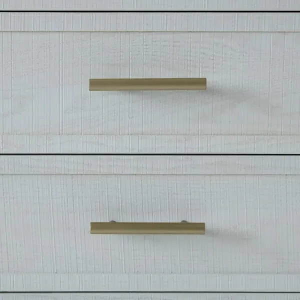 3-Drawer Nightstand with Brass Handles - White, Ash Wood