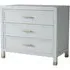 3-Drawer Nightstand with Brass Handles - White, Ash Wood