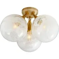 3-Globe Flush Mount Light - Brass, Metal