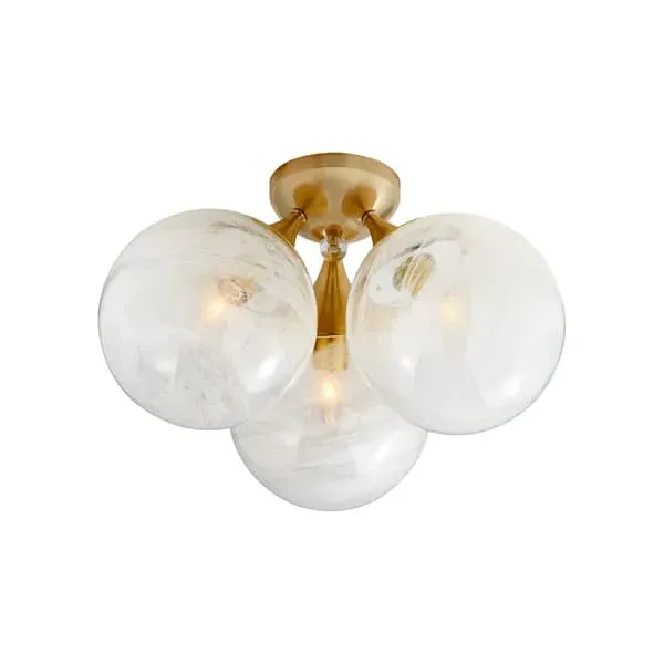 3-Globe Flush Mount Light - Brass, Metal image