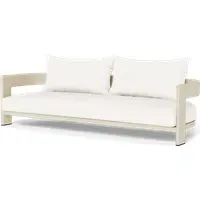 3-Seater Curved Sofa - Bone, Aluminum