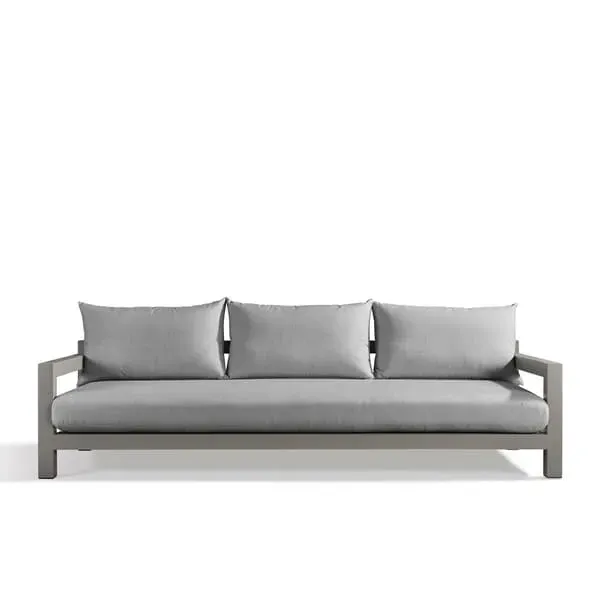 3-Seater Outdoor Sofa Modern Design - Silver Grey
