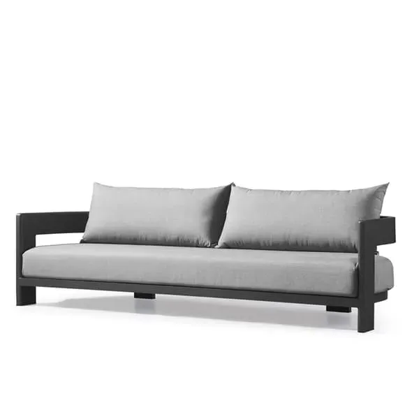 3-Seater Outdoor Sofa with Curved Design - Slate image