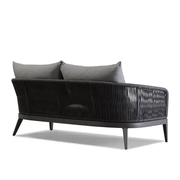 3-Seater Outdoor Sofa with Rope Detail - Grey