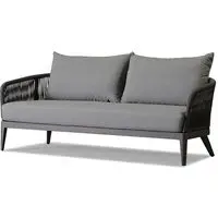3-Seater Outdoor Sofa with Rope Detail - Grey