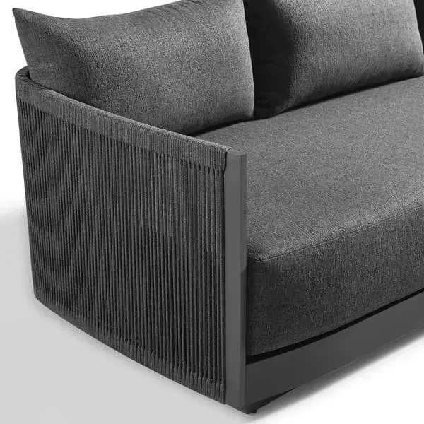 3-Seater Outdoor Sofa with Rope Detail - Grey