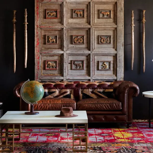 3-Seater Sofa Union Jack Design - Multi, Leather