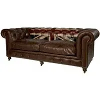 3-Seater Sofa Union Jack Design - Multi, Leather