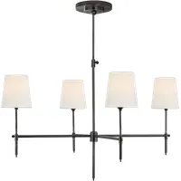 4-Branch Chandelier with Linen Shades - Bronze, Metal