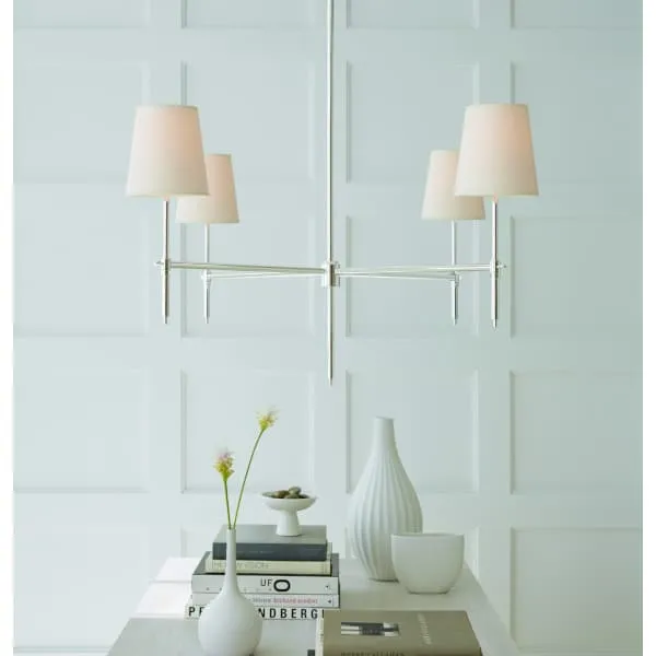 4-Branch Chandelier with Shades - Polished Nickel