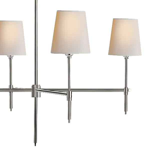 4-Branch Chandelier with Shades - Polished Nickel