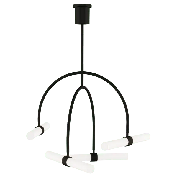 4-Light Cascading Chandelier - Black, Metal image