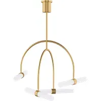 4-Light Cascading Chandelier - Natural Brass, Metal
