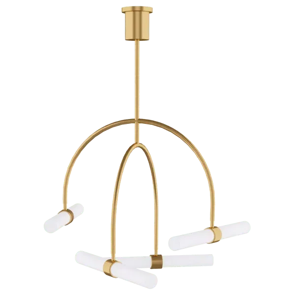 4-Light Cascading Chandelier - Natural Brass, Metal