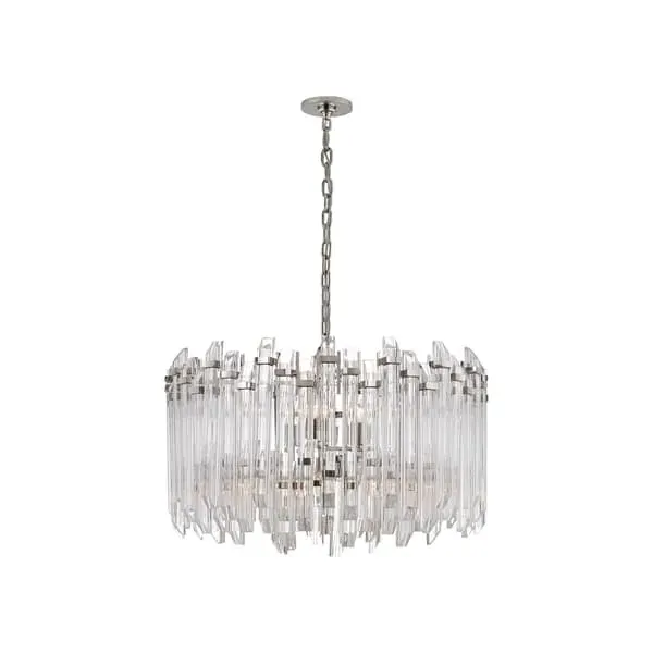 4-Light Drum Chandelier - Polished Nickel, Acrylic image