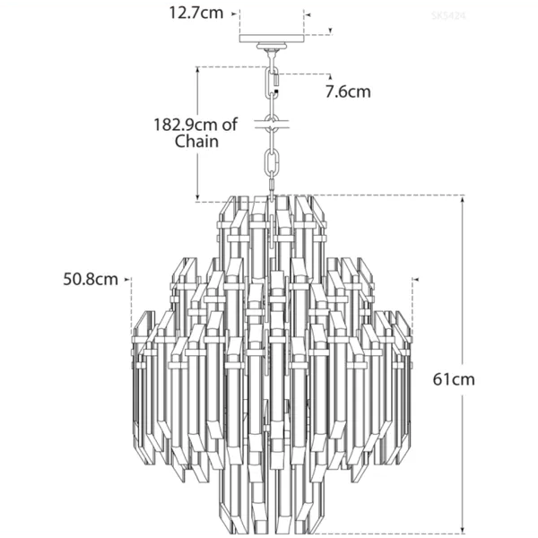 4-Tier Waterfall Chandelier - Antique Brass, Metal