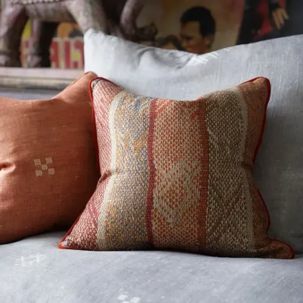 55cm Cushion with Feather Fill - Brick, Linen