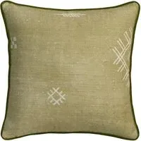 55cm Cushion with Feather Fill - Green, Linen