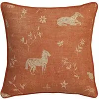 55cm Square Cushion with Feather Fill - Brick, Linen