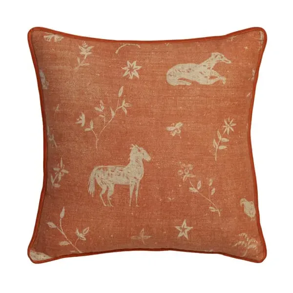 55cm Square Cushion with Feather Fill - Brick, Linen image