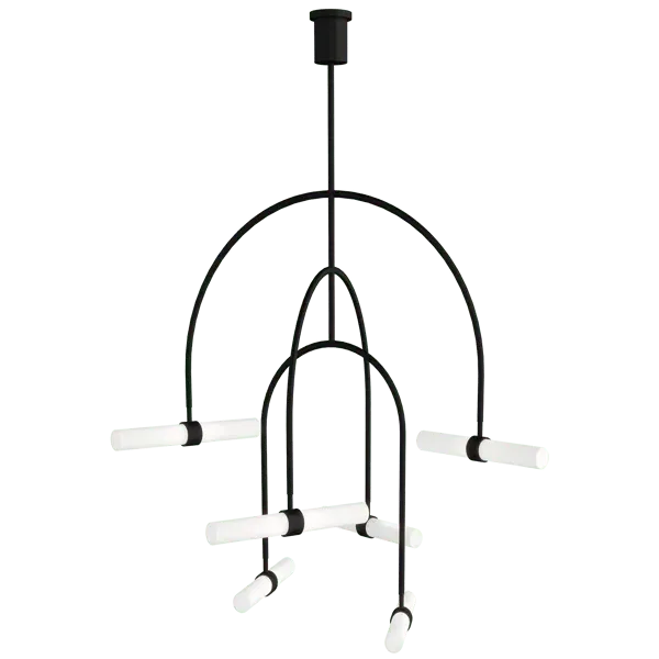 6-Light Pendant Chandelier - Black, Metal image