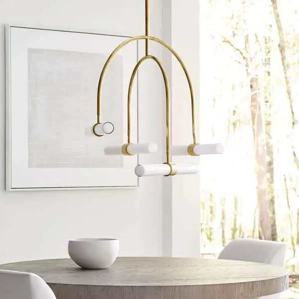 6-Light Pendant Chandelier - Natural Brass, Metal