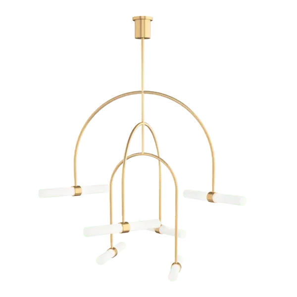 6-Light Pendant Chandelier - Natural Brass, Metal