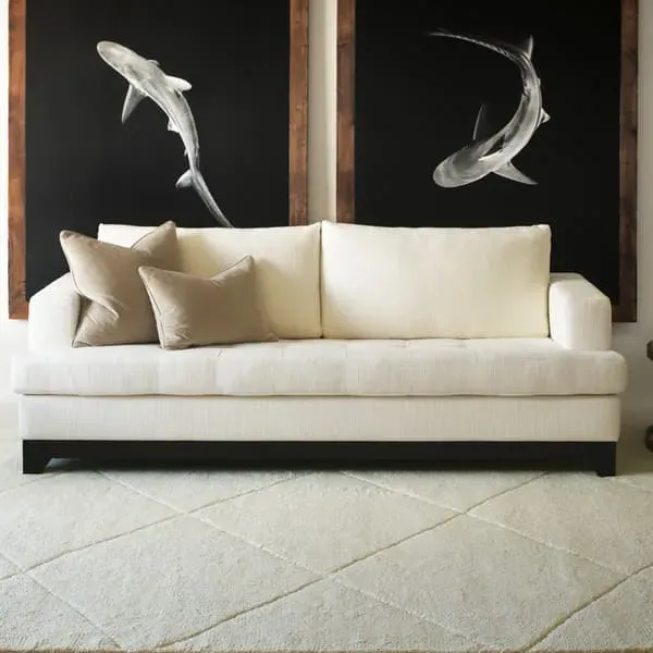 8' x 10' Diamond Rug - Ivory, New Zealand Wool