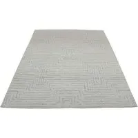 8' x 10' Geometric Rug Medium Pile - Ivory, Wool