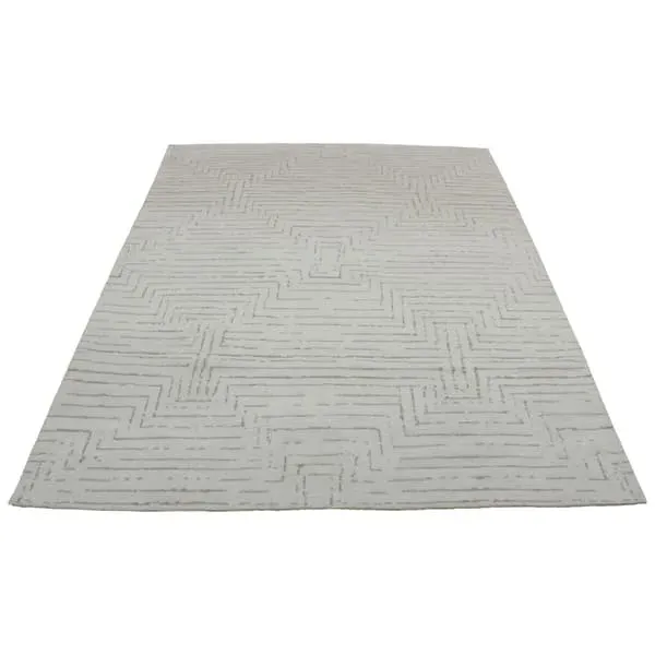8' x 10' Geometric Rug Medium Pile - Ivory, Wool