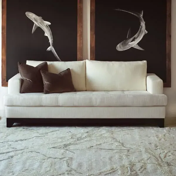 9' x 12' Abstract Rug Medium Pile - Ivory, Wool