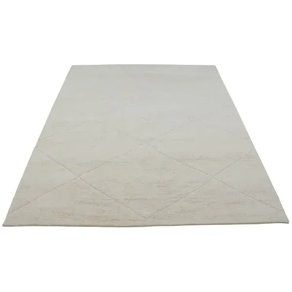 9' x 12' Diamond Rug - Ivory, New Zealand Wool