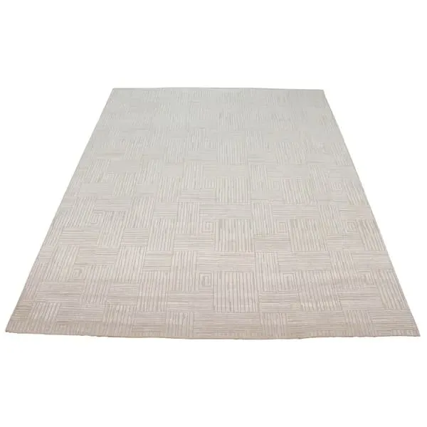 9' x 12' Geometric Rug - Ivory, Viscose