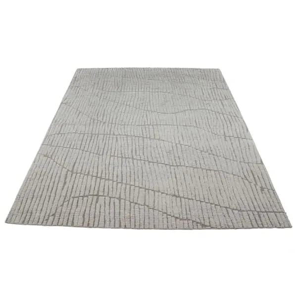 9' x 12' Tufted Rug with Ridges - Natural, Wool