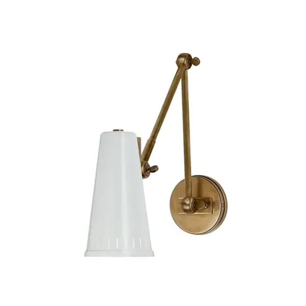Adjustable Wall Light - White, Antique Brass