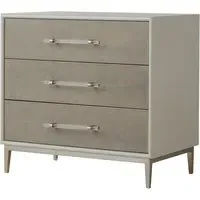 Alice 3-Drawer Nightstand - Grey, Faux Shagreen