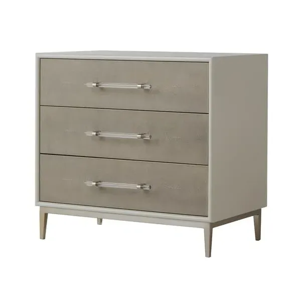 Alice 3-Drawer Nightstand - Grey, Faux Shagreen