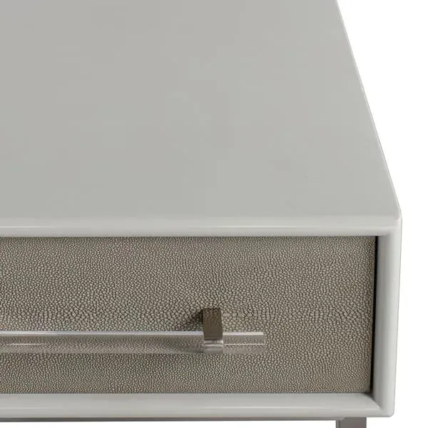 Alice Bedside Table with Drawer - Grey, Faux Shagreen