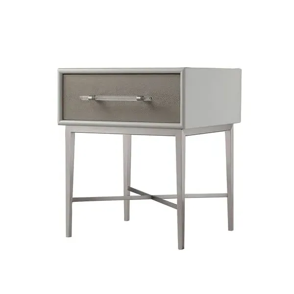 Alice Bedside Table with Drawer - Grey, Faux Shagreen image