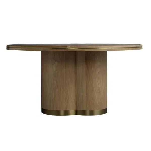 Angelo Dining Table with Brass Inlay - Oak, Veneer image