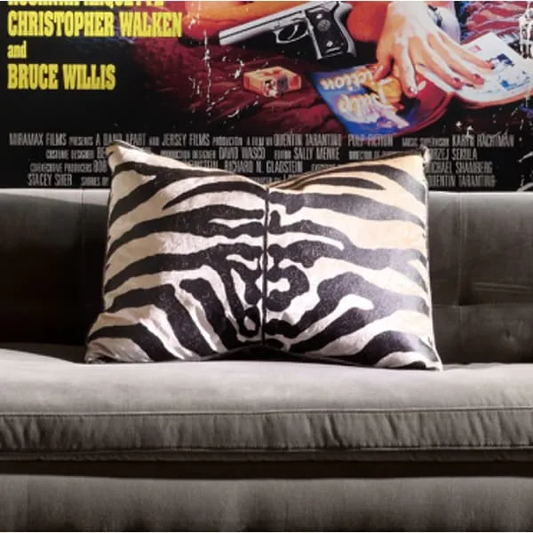 Animal Print Cushion with Feather Fill - Zebra, Velvet