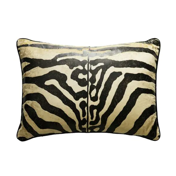 Animal Print Cushion with Feather Fill - Zebra, Velvet
