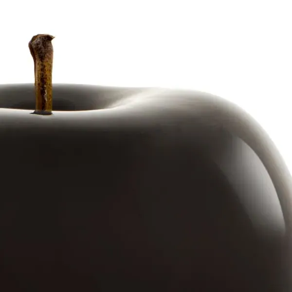 Apple Fruit Sculpture - Black, Glazed Ceramic