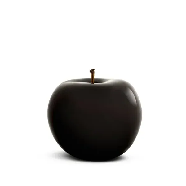 Apple Fruit Sculpture - Black, Glazed Ceramic