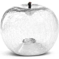 Apple Fruit Sculpture - Transparent, Crackled Glass