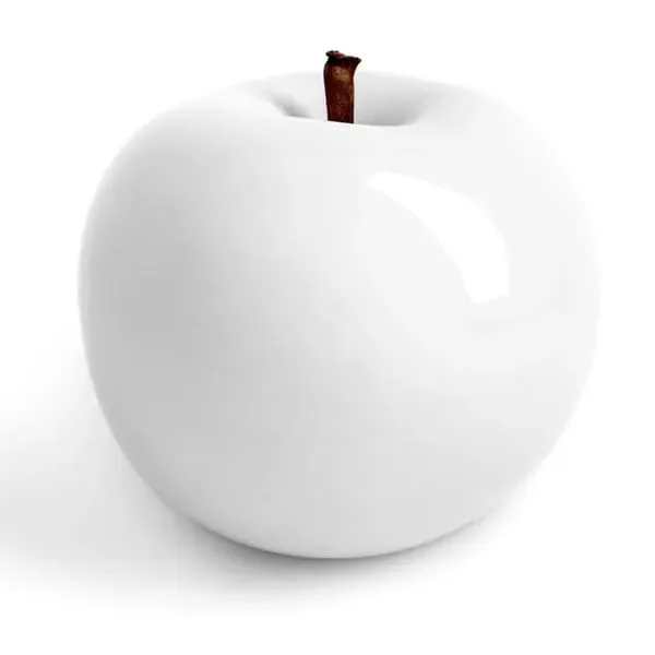 Apple Fruit Sculpture - White, Ceramic