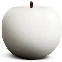 Apple Fruit Sculpture - White, Glazed Ceramic