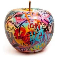 Apple Sculpture with Graffiti Design - Multicolor